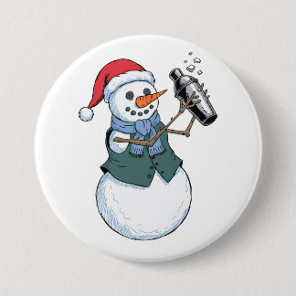 Snowman Bartender Christmas 2026 Holiday Cocktail 7.5 Cm Round Badge