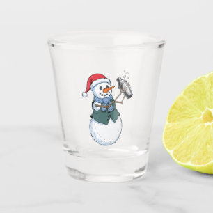 Snowman Bartender Christmas 2026 Holiday Cocktail Shot Glass
