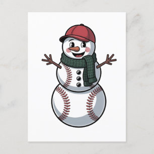 Snowman Baseball Christmas Santa Baseball Sport Announcement Postcard