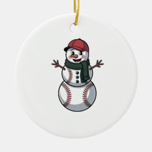 Snowman Baseball Christmas Santa Baseball Sport Ceramic Tree Decoration