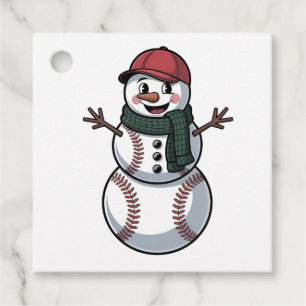 Snowman Baseball Christmas Santa Baseball Sport Favour Tags