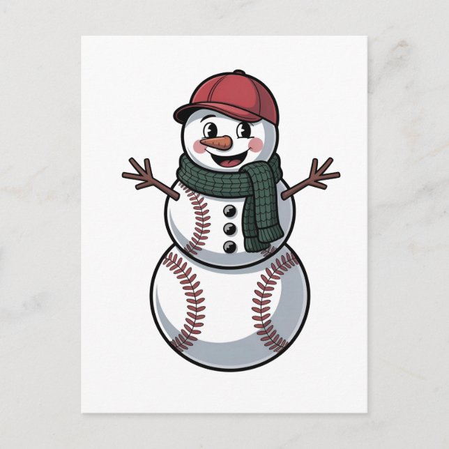 Snowman Baseball Christmas Santa Baseball Sport Invitation Postcard (Front)