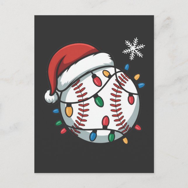 Snowman Baseball Christmas Santa Baseball Sport Invitation Postcard (Front)