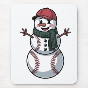 Snowman Baseball Christmas Santa Baseball Sport Mouse Pad