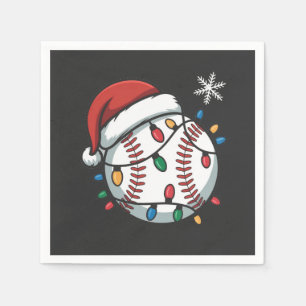Snowman Baseball Christmas Santa Baseball Sport Napkin