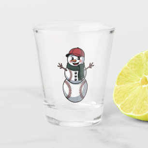 Snowman Baseball Christmas Santa Baseball Sport Shot Glass