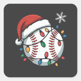 Snowman Baseball Christmas Santa Baseball Sport Square Sticker