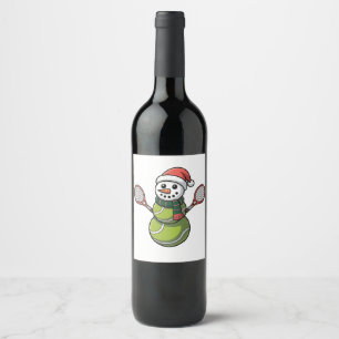 Snowman Baseball Christmas Santa Baseball Sport Wine Label