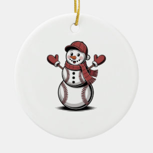 Snowman Baseball Christmas Sport Lovers  Ceramic Tree Decoration