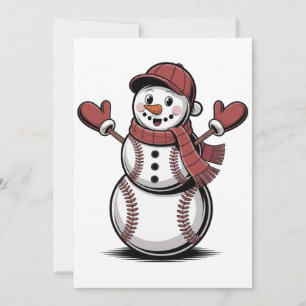 Snowman Baseball Christmas Sport Lovers  Invitation