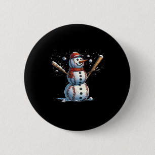 Snowman Baseball Christmas Winter 6 Cm Round Badge