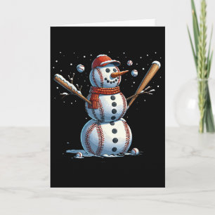 Snowman Baseball Christmas Winter Card
