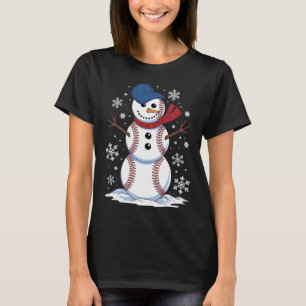 Snowman Baseball Winter Sports Lovers Men Women Ki T-Shirt