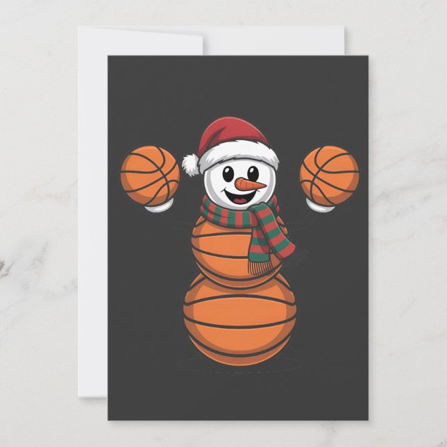 Snowman Basketbal Christmas Santa Baseball Sport Holiday Card (Front)
