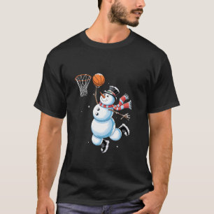 snowman basketball christmas boys christmas basket T-Shirt