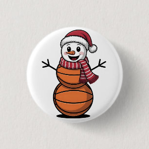 Snowman Basketball Christmas Sport Lovers 3 Cm Round Badge