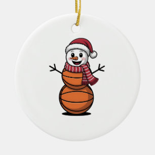 Snowman Basketball Christmas Sport Lovers Ceramic Tree Decoration