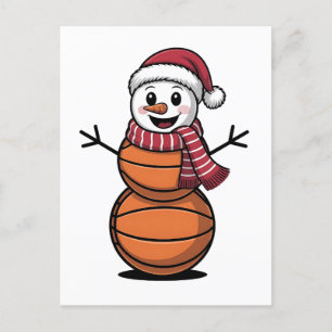 Snowman Basketball Christmas Sport Lovers  Holiday Postcard