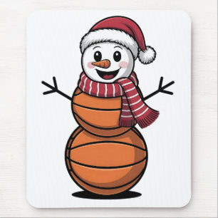Snowman Basketball Christmas Sport Lovers Mouse Pad