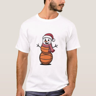 Snowman Basketball Christmas Sport Lovers  T-Shirt