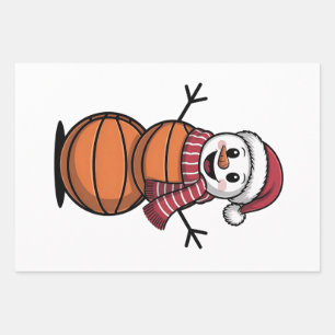 Snowman Basketball Christmas Sport Lovers Wrapping Paper Sheet