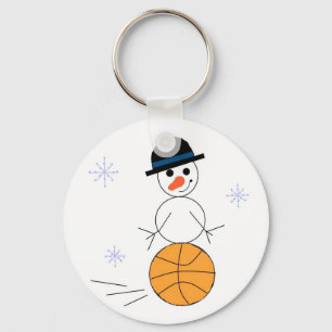 Snowman Basketball Player Key Ring