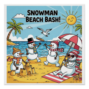 Snowman Beach Bash Poster