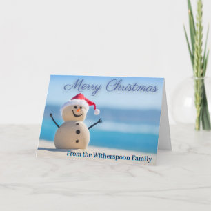 Snowman Beach Christmas Card Customisable Funny