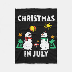 Snowman Beach Christmas In July Xmas Summer Men Wo Fleece Blanket