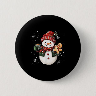 Snowman Beanie Coffee Latte Ginggerbread Merry Chr 6 Cm Round Badge