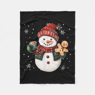 Snowman Beanie Coffee Latte Ginggerbread Merry Chr Fleece Blanket