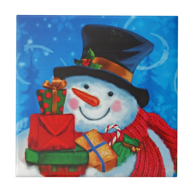 Snowman bearing Gifts Tile (Front)