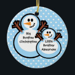 Snowman Big & Little Brother Christmas Ornament<br><div class="desc">Dated Snowman Big Brother with little brother Christmas Ornament A Wonder Christmas gift sure to be treasured for many years to come.</div>