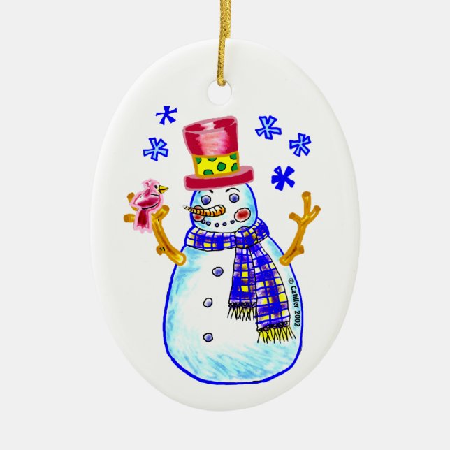 Snowman Bird Friend custom ornaments (Front)