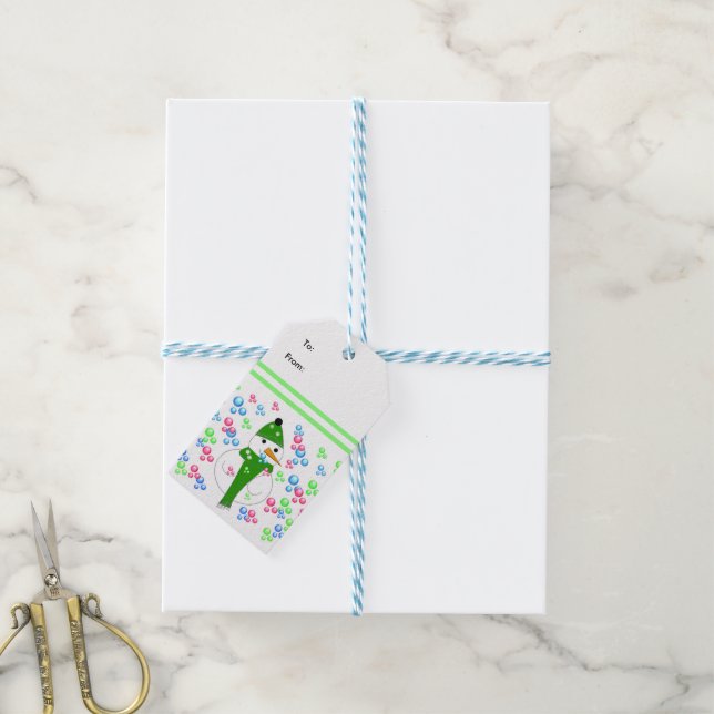 Snowman Blowing Bubbles Gift Tags (With Twine)