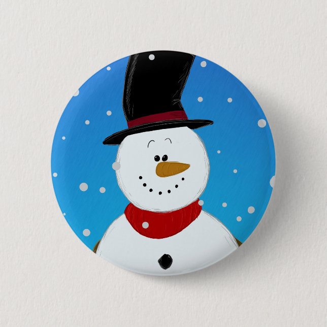 Snowman - Blue 6 Cm Round Badge (Front)