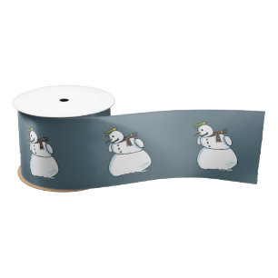 Snowman blue ribbon satin ribbon