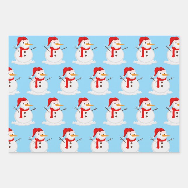 Snowman Blue Sky Wonderland  Wrapping Paper Sheet (Front)