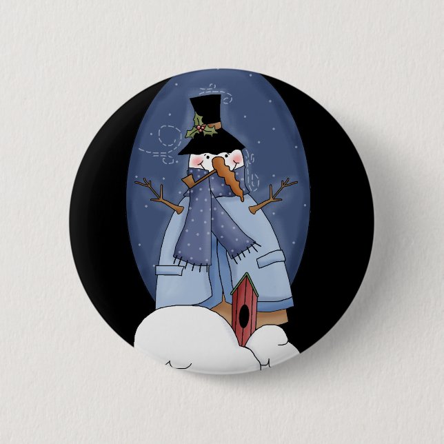 Snowman Blue Tshirts and Gifts 6 Cm Round Badge (Front)