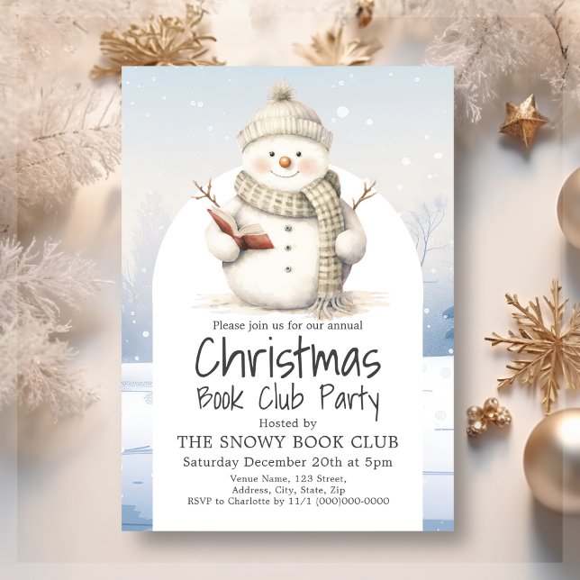 Snowman Book Club Christmas Party Invitation (Creator Uploaded)