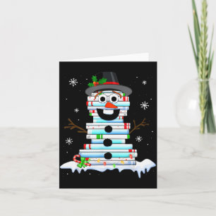 Snowman Book Stack Librarian Book Lover Christmas  Card