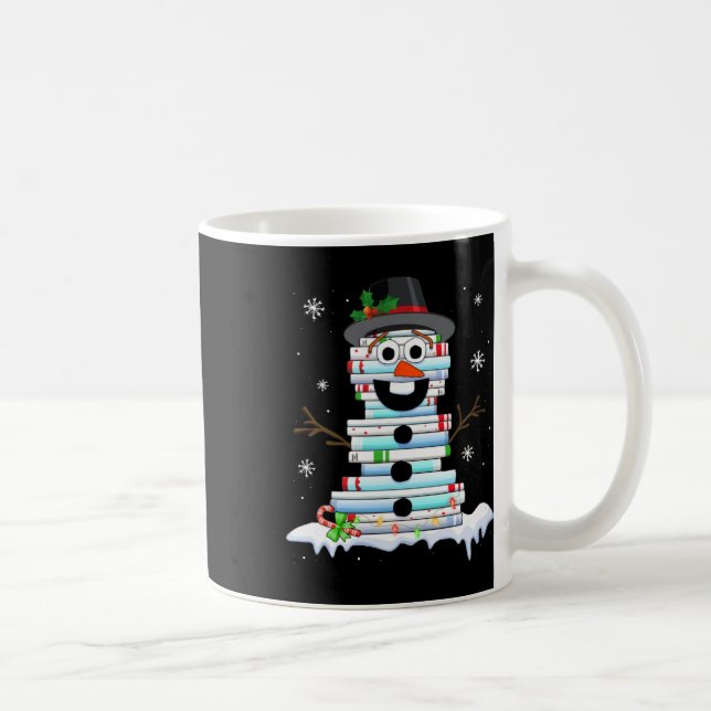 Snowman Book Stack Librarian Book Lover Christmas  Coffee Mug (Right)