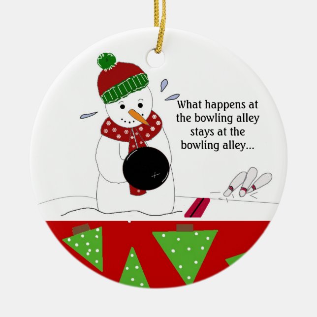 Snowman Bowler Ceramic Tree Decoration (Front)