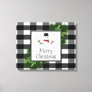 Snowman Buffalo Plaid Canvas Print
