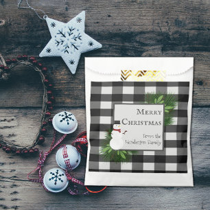 Snowman Buffalo Plaid Favour Bag
