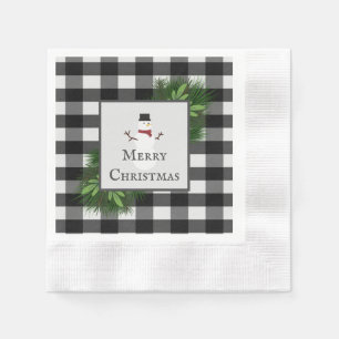 Snowman Buffalo Plaid Paper Napkin