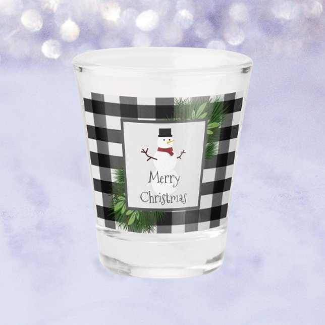 Snowman Buffalo Plaid Shot glass (Snowman Buffalo Plaid Shot Glass)