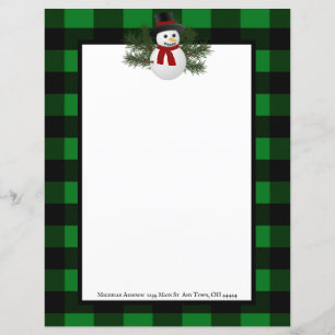 Snowman Buffalo Plaid Stationery