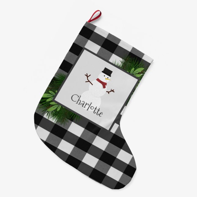 Snowman Buffalo Plaid Stocking (Front (Hanging))