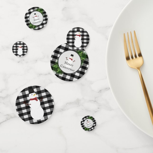 Snowman Buffalo Plaid Table Confetti (Group)